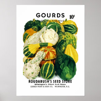 Póster Etiqueta del paquete semilla de Gourds