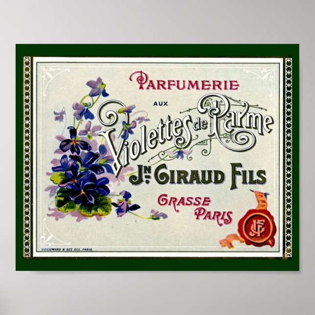 Póster Etiqueta francesa de perfume de violeta (Frente)