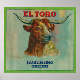 Póster Etiqueta Naranja El Toro