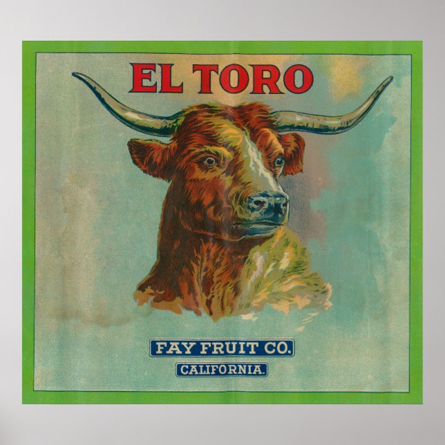 Póster Etiqueta Naranja El Toro (Frente)