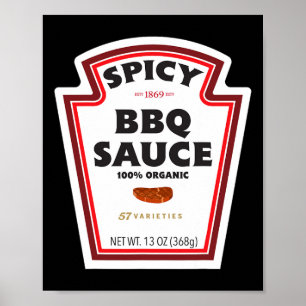 Póster Etiqueta picante de botella de salsa de barbacoa G