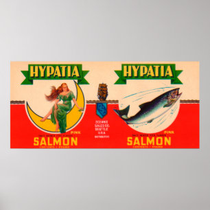 Póster Etiqueta Seattle, WA de los salmones de la marca
