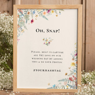 Póster Etiqueta simple de Boda de flor silvestre Fern Bei