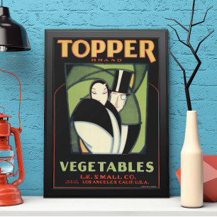 Póster Etiqueta Vegetable de topper, romance Art Déco