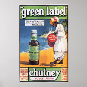 Póster Etiqueta verde CHUTNEY Anuncio de comida retro MAN