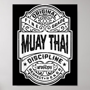 Póster Etiqueta Vintage Luchador de Boxeo MMA Muay Thai