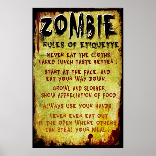 Póster Etiqueta zombie (Frente)