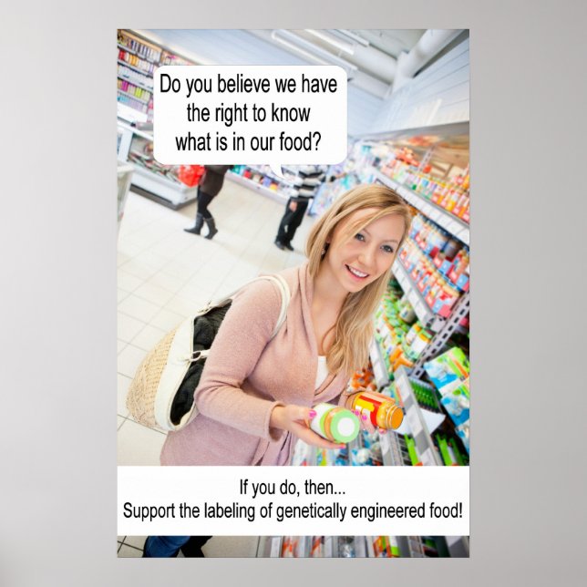 Póster ¡Etiquetado de alimentos modificados genéticamente (Frente)