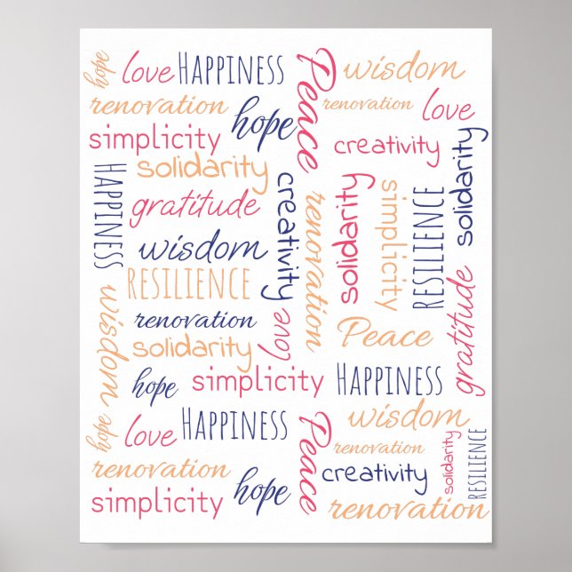 Póster Etiquetar las palabras positivas de la nube como m (Frente)