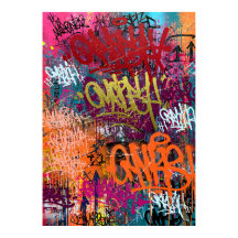 Etiquetas abstractas de grafiti rojas y naranjas