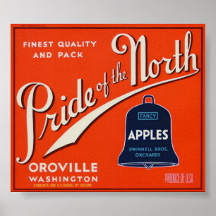 Póster Etiquetas antiguas de papel de fruta de manzana vi