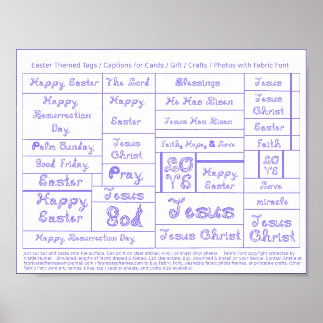 Póster Etiquetas Periwinkle Fabric Font Easter (Frente)
