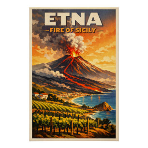 Póster Etna, Italia, en un clásico retro