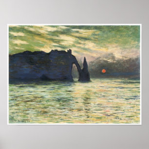 Póster Etretat, Sunset, 1883, Claude Monet