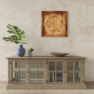 Póster Etz Chayim - Árbol de vida con efecto madera