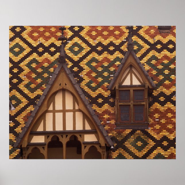 Póster EU, France, Burgundy, Cote d'Or, Beaune. Tiled (Frente)