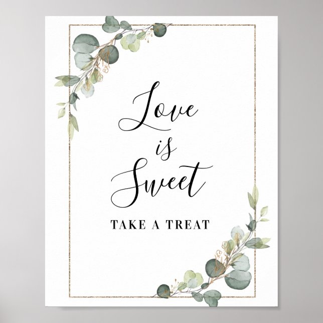 Póster eucalipto acuarela El amor es un signo dulce (Frente)