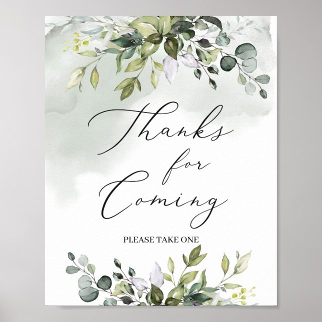 Póster Eucalipto de la vegetación moderna gracias por ven (Frente)