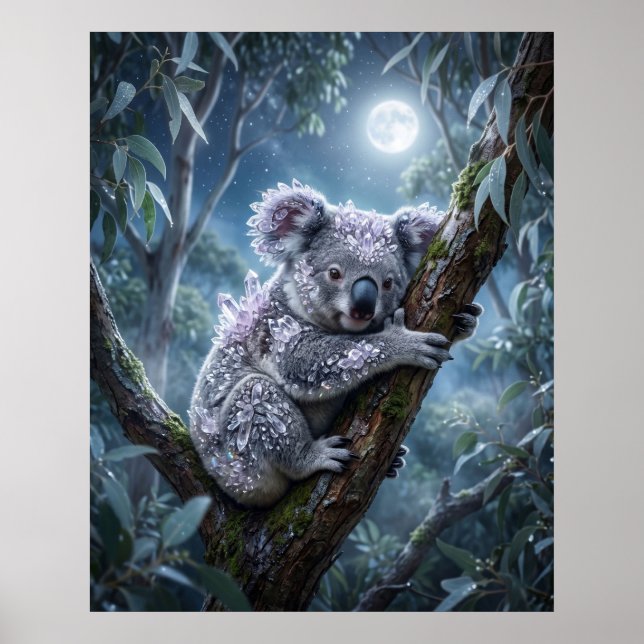 Póster Eucalipto Resplandor Koala de Cristal (Frente)