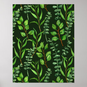 Póster Eucalipto sobre verde oscuro