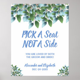 Póster Eucalipto Verdor Elige un Asiento no un Lado Boda