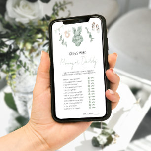 Póster Eucalyptus Baby Girl Shower Mami or Daddy Game