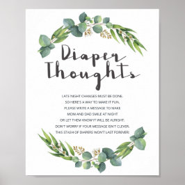 Póster Eucalyptus Baby Shower Diaper Thoughts