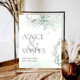 Póster Eucalyptus Botanical Bridal Advice & Wishes Poster
