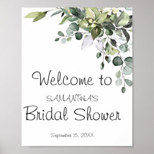 Póster Eucalyptus Bridal Shower Welcome Poster Sign