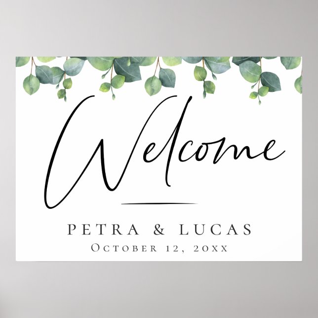 Póster Eucalyptus deja la bienvenida Boda (Frente)