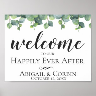 Póster Eucalyptus deja la bienvenida Boda