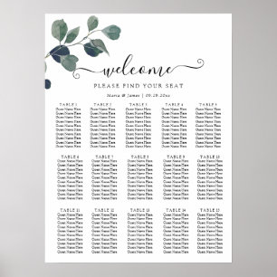 Póster Eucalyptus Deja La Tabla De Asientos Bodas