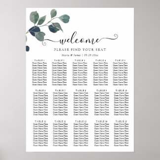 Póster Eucalyptus Deja La Tabla De Asientos Bodas