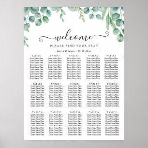 Póster Eucalyptus Deja La Tabla De Asientos Bodas