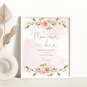 Póster Eucalyptus floral rosa mami-osa bar