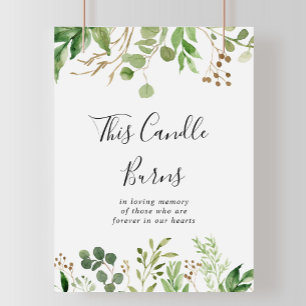 Póster Eucalyptus Floral Simple Esta Vela Quema Rótulo