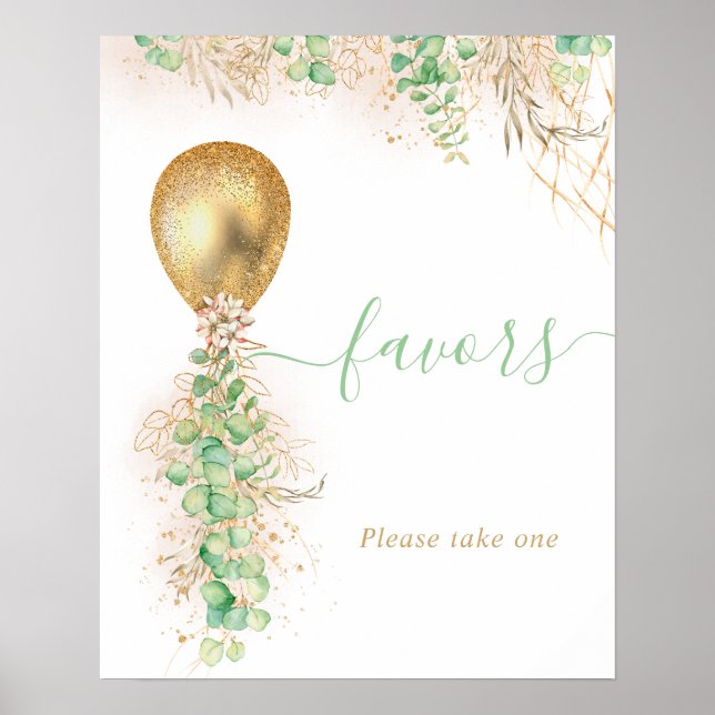 Póster Eucalyptus Foliage Garland Gold Balloon Favor (Frente)