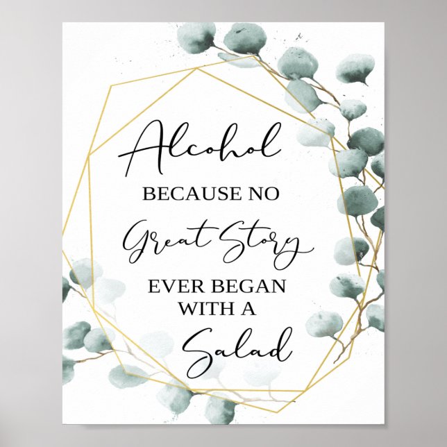 Póster Eucalyptus Funny Alcohol Bar Rótulo (Frente)