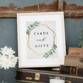 Póster Eucalyptus Geometric Gold Foil Wedding Sign