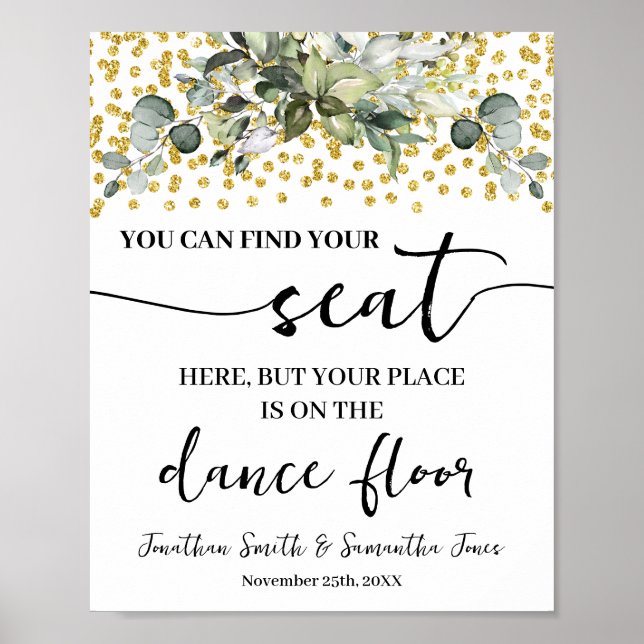 Póster Eucalyptus Gold Encuentra Tu Recepción De Boda De  (Frente)