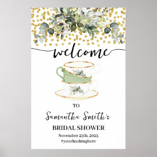 Póster Eucalyptus Gold Tea Welcome Bridal Shower