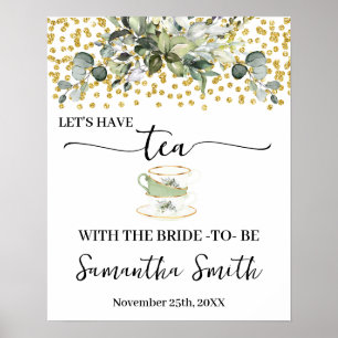 Póster Eucalyptus Gold Tomemos té con Boda de Novia