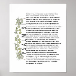 Póster Eucalyptus Greenery Bible Art Psalm 91 Scripture