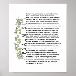 Póster Eucalyptus Greenery Bible Art Psalm 91 Scripture
