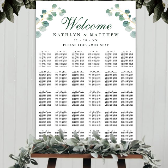 Póster Eucalyptus Greenery Boda 30 Asientos de Mesa (Subido por el creador)
