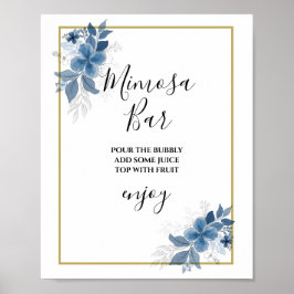 Póster Eucalyptus Greenery Bridal Shower Mimosa Bar Sign