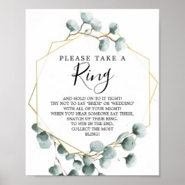 Póster Eucalyptus Greenery Bridal Shower Ring Game