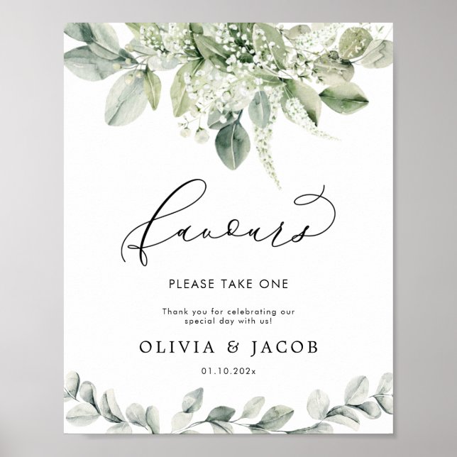 Póster Eucalyptus Greenery Foliage Wedding Favor del Rótu (Frente)