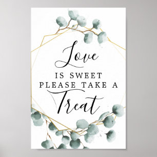 Póster Eucalyptus Greenery Love Is Sweet Favor Rótulo