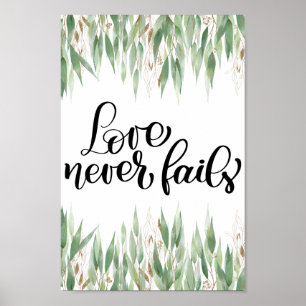Póster Eucalyptus Greenery Love Never Fails Poster